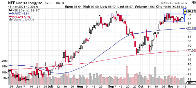 nee stock 2021 chart